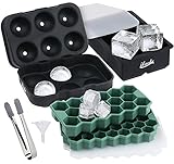 Eiswürfelform, 4 Stück Eiswürfelbehälter mit Deckel - Silikon Eiswürfelform Set Enthalten 6 Fach Eiswürfel & Eiswürfelform Kugel, 37 Fach & 17 Fach Eiskugelform Ice Cube Tray mit Clip für Party, Bars