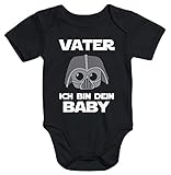 MoonWorks® Kurzarm Baby Body Vater ich Bin Dein Baby Spruch Nerd lustig Onesie Strampler schwarz 3-6 Monate