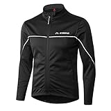 INBIKE Fahrradjacke Herren Winter Radjacke Laufjacke Thermo Winddicht Wasserabweisend Atmungsaktiv Reflektierend für Radfahren Joggen Laufen Schwarz L