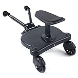 Buggy Board mit Sitz Kinder Stand Board Kinderwagen Universal Sitzen Stehen Kinderwagen Anschluss mit 2 Kinderwagen Haken Geeignet für alle Baby Kinderwagen für 3-7 Jahre alte Kinder