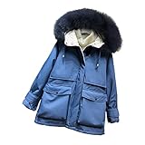 damen winterjacke verdickte mittellange große fellkragen damen daunenjacke lose taille überwinden