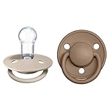 BIBS De Lux Schnuller 2er-Pack, BPA-frei, Kirschform Nippel. Silikon, Hergestellt in Dänemark. 0-36 Monate (2er Pack), Vanilla / Dark Oak