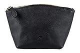 Echtes Leder Damen Kosmetikkoffer Toilettentasche Reise Organizer Tasche, schwarz