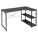 WOLTU TSB06srs Schreibtisch Computertisch Büromöbel PC Tisch Bürotisch Arbeitstisch aus Holz und Stahl, mit Ablage, ca 120x74x71,5 cm Schwarz+Rostfarbe