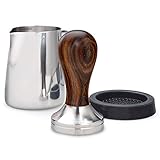 ROASTEIN – Kaffee Tamper 51mm Set – Barista Espresso Tamper Set Aus Sandelholz – 330ml Milchkännchen & Tampermatte – Das Perfekte Siebträger Zubehör