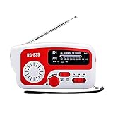 YUMIN Solar Hand Kurbel Radio mit Lampe AM FM Radio SOS Alarm Weiß Rot