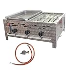 Profi Gasgrill als Kombi-Set, mit Grillrost-Pfanne, 3-flammig, Piezo Zünder, 3 Gasregler stufenlos, Gasbräter inkl. Stahlpfanne, Grillrost, Abtropfblech, Brennerabdeckung, Gasschlauch, Druckminderer