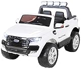 Actionbikes Motors Kinder Elektroauto Ford Ranger Wildtrak - 4 x 45 Watt Motor - Allrad - 2-Sitzer - 2,4 Ghz Rc Fernbedienung - Touch-Display (Allrad Weiß)