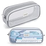 KALIDI Mäppchen Teenager Mädchen Federtaschen Grau, Groß Etui Schule, Farbig Federmäppchen Beutel durchsichtig, Transparent Federmappen Damen, Stiftetasche Pencil Case Schulsachen Schlamppermäppche