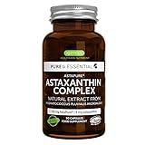 Pure & Essential Natürlicher Astaxanthin Komplex aus 42 mg AstaPure, mit 4mg Astaxanthin + Lutein und Zeaxanthin, Vegan, 90 Weichkapseln