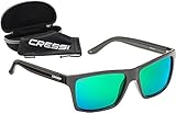 Cressi Unisex-Erwachsener Rio Sunglasses Premium Sport Sonnenbrille Polarisierte 100% UV-Schutz, Brillengestell Schwarz-Grün Linsen, Einheitsgröße