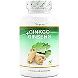 Ginkgo + Ginseng - 365 Tabletten - Spezial Extrakt - Hochdosiert - Laborgeprüft - Ginkgo Biloba + Koreanischer Ginseng - Premium Qualität - Vegan