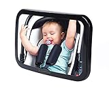 Parenthings Baby Auto Rücksitz Spiegel Kinder Rücksitzspiegel -Super Klare Weite Ansicht -Acryl 360° Verstellbarem Drehgelenk-100% Bruchsicher und Stabil Autospiegel -Universal Fit Extra Groß Schwarz