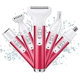 ACWOO Elektrischer Rasierer für Frauen, 5-In-1 Elektrischer Damenrasierer, Schmerzfreier Intimrasierer für Frauen, Haartrimmer für Gesicht Nase Achseln Intimbereich Bikinizone, USB-Aufladung