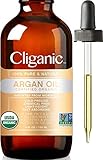 Cliganic Arganöl Bio, 100 % Rein, 120ml | Marokkanisches Arganöl für Haare, Gesicht & Haut | Natürliches kaltgepresstes Trägeröl