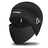 COZOME Helmmütze Fahrrad Herren mit Maske, Unisex Mützen unter Fahrradhelm, Geschenk für Biker Winter, Unterziehmütze für Kletterhelm, Skihelm, Fleece Motorradmütze mit Brillenloch Schwarz…