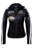 URBAN LEATHER Damen Ur-152 damen motorradjacke mit protektoren, Schwarz, S EU