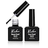 Rechoo 2pcs Base and Top Coat, 2*15ml Unterlack & Überlack Set for Nail Art, No Wipe UV Gel Nagellack Gellack für Nageldesign