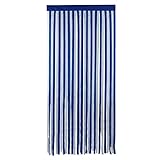 Maximex Türvorhang Blau-Weiß, praktischer Streifenvorhang gegen lästige Insekten und neugierige Blicke, inklusive Klettband, auch für Garderobenstangen, aus Polyester, 90 x 200 cm, zuschneidbar