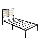 Setsail Einzelbett Metallbettrahmen | Metallbett mit Lattenrost für Gästebett Jugendbett Kinderbett | Stauraum unter dem Bett | 90x190 cm | Schwarz