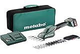 Metabo Akku-Strauch- und Grasschere PowerMaxx SGS 12Q (601608500) 12V, präzise Formschnitte + Rasenkanten, mit Akku und Ladegerät + Werkzeugtasche