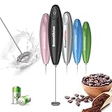 Bonsenkitchen Elektrische Milchaufschäumer, Handheld Milchschäumer Stab, inkl. 2 Batterien, Elektrischer Milk Frother für Kaffee, Latte und Cappuccino -Schwarz