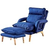 TUKAILAI Modern Relaxsessel mit Fußhocker Liegefunktion Fernsehsessel Sessel mit Hocker Ohrensessel - Stressless Sessel–Loungesessel mit Fußstütze Polstersessel für entspannte, Leseabende (Blau)