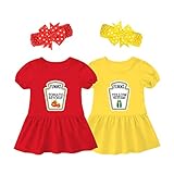 AOUYOA Baby Zwillinge Baby Body Tomate Ketchup Neugeborenes Baby Unisex Strampler Kleinkind Outfit Süßer Overall(Rot Gelb 12m)