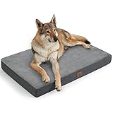 Bedsure orthopädisches Hundekissen große Hunde - waschbares Hundebett mit 2 in 1 Memoryschaum, kuscheliges Hundematte Hundematratze in Größe 89x56x8 cm, dunkelgrau