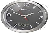 Bresser 8020116 Wanduhr Mytime Thermo-/Hygro Funk Baduhr mit Thermometer und Hygrometer inklusive 4 Starker Saugnäpfe zum Aufhängen oder Aufstellen, Grau , 17cm