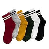 ASOK 6 Paar Damen Streifen Socken Mädchen Casual Cotton Crew Socken Retro Socken für Damen