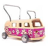 3 in 1 LAUFLERNWAGEN UND RUTSCHFAHRZEUG MAAMUU FLOWER POWER VIOLETT HOLZ und EDELSTAHL Made in Italy