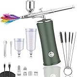 AUPERTO Kabellose Airbrush Set, Tragbare USB-aufladbare Druckluft-Sprühpistole für Nägel Tattoos Nailart Kuchen Makeup Modellbau und anderes Handwerk Rot