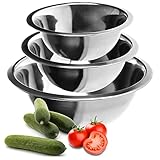 COM-FOUR® 3-teiliges Schüssel-Set aus Edelstahl - Salatschüssel in 3 Größen - Rührschüssel - Edelstahlschüssel zum Backen, Servieren und Snacken (18-20-24 cm)