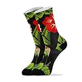 YOUJUNER Tropische Blumen Blätter Vogel Papagei Herren Damen Socken Hohe Knöchelsocken Crew Lange Socken Kleid Socken Neuheit Socken 1 Paar, mehrfarbig, M