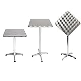 Mojawo Bistro Stehtisch Terrassentisch 60x60cm H70/110cm Aluminium Balkontisch Gartentisch Bistrotisch Klapptisch höhenverstellbar