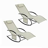 SoBuy OGS28-MIx2 2-er Set Swingliege Schaukelliege Sonnenliege Liegestuhl Gartenliege mit Tasche Gewebe in beige