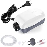 FEDOUR 3W 2-ausgänge Aquarium Luftpumpe, Einstellbares Leise Sauerstoffpumpe für Aquarium, Aquarium Air Pump mit Zubehör