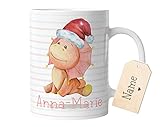 timalo® Kindertasse mit Namen | Motiv Dinosaurier Personalisierte Tasse mit Wunschname für Kinder Geschenk Nikolaus Weihnachten Jungen und Mädchen | mug-dx-5