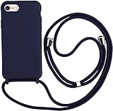 Hykjt Handykette Hülle kompatibel mit iPhone 6/7/8 Plus(5.5') Schutzhülle,Halsband Lanyard Verstellbarer Necklace Handyhülle Stoßfest TPU Bumper Silikonhülle-Blau