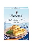 Sirtakis Halloumi Natur - 6x 225gramm Vakuum - Pfannenkäse Pfanne Grillkäse Grill Ofenkäse Ofen 43% Fett in Vakuumverpackung mit Minze Schnittkäse Käse mikrobielles Lab Halal vegetarisch glutenfrei