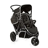 Hauck Geschwister Kinderwagen Freerider / Dreirad Buggy für 2 Kinder / Sitz Unten Abnehmbar / Höhenverstellbar / Regen Verdeck inklusive / Belastbar bis 36 kg / Schmal / Leicht Faltbar / Schwarz