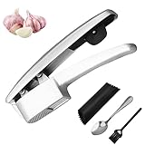 Swetup Knoblauchpresse, Knoblauchschneider mit Knoblauchschäler Profi Garlic Press Spülmaschinenfest Knoblauchpresse Schnelle Praktischer Küchenhelfer Strapazierfähig und Leicht zu Reinigen