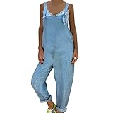 Latzhose Damen Arbeitshose Damen Latzhose Retro Jeanshose Lang Lässig Denim Overall Loose Boyfriend Jumpsuit Straight Jeanslatzhose ÄRmellos Playsuit Latzjeans mit Taschen