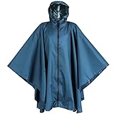 Anyoo Wasserdicht Radfahren Regen Poncho Portable Leichte Regenjacke Mit Kapuze Fahrrad Fahrrad Compact Regen Cape Wiederverwendbare Unisex für Backpacking Camping Outdoors-Meeresblau-L