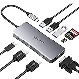 GIISSMO Docking Station 2 HDMI, USB C Hub mit Dual HDMI 4K, VGA, 3 USB-A, 100W PD und TF/SD-Kartenleser, Dreifach Monitor Adapter für MacBook Pro/Air und HP Dell Lenovo Huawei Laptops