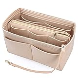 NEPAK Handtaschen Organizer, Filz Taschenorganizer für Frauen Handtasche,Abnehmbare Reißverschluss-Tasche,Beige