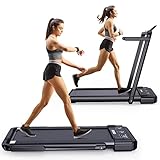 2 in 1 klappbares Laufband, Googo 2.25 HP Elektrisches Unter-Tisch-Laufband mit verbreitertem, stoßabsorbierendem Laufband, LED-Anzeige&Fernbedienung&Handyhalter, Keine Montage&Platzsparend