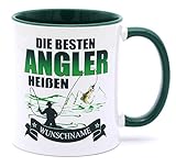 Die besten Angler heißen Wunschname Angeln Tasse Becher Angel Fischer Zubehör Angelzubehör Geschenke für Fischen Karpfen Norwegen Kaffeetasse Anglerzubehör mit Namen Fishing Männer Tassen