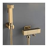 HAUSELIEBE Hoher Druck Bidet Set Mit Schlauch, Wandhalterung Gebürstetes Gold Handheld Bidet Sprayer Warmen Und Kalten Wasser WC Sprühpistolendüse